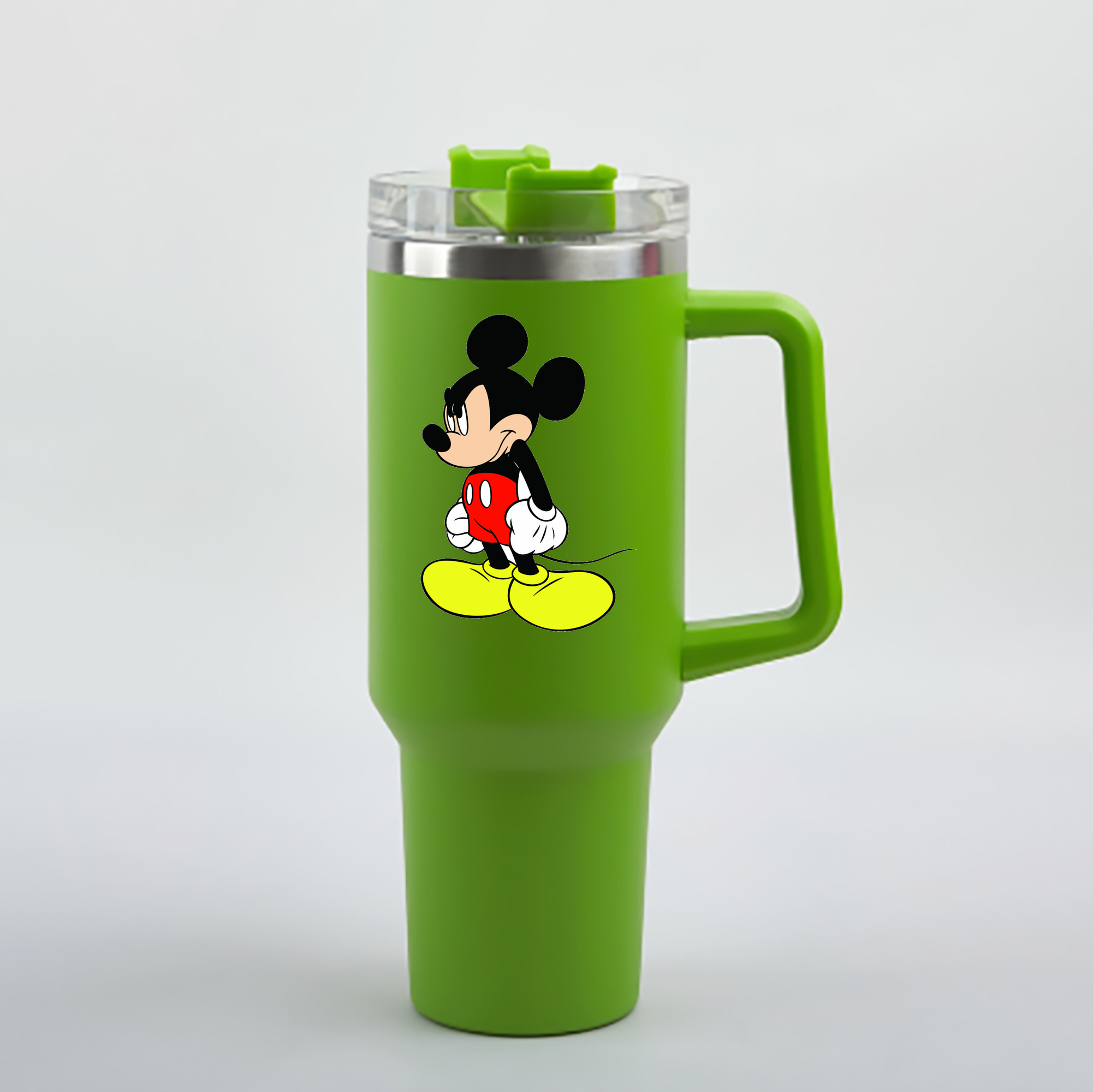 （画像用） ミッキーマウス Mickey Mouse 1200mL車用タンブラー - クリスタルステッカー（プラスチックストロー付き）